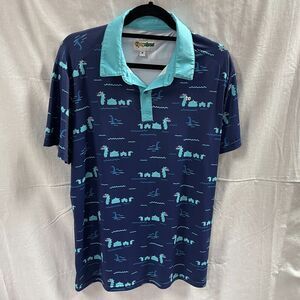 Tipsyelves Golf Shirt Nessie Lock Ness Monster Size L